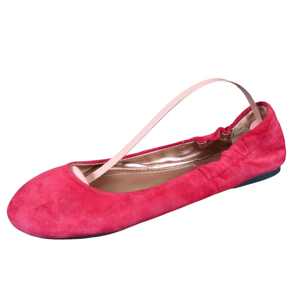 BCBG Paris Magie Women Ballet Flat Size 6 Casual Daily Wear Red Leather Suede